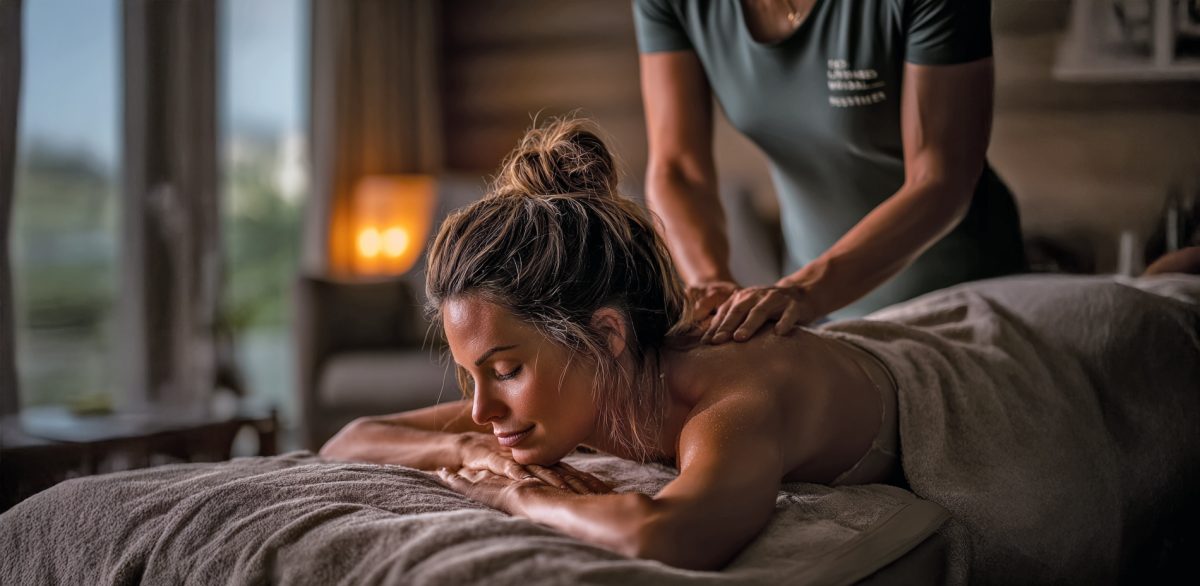 Client relaxing after mobile massage therapy session at home in Ottawa